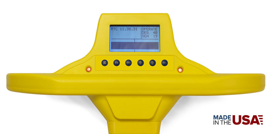 The AML Pro display panel showing indicator lights and a sensitivity number