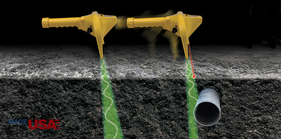 An operator scanning the ground with the AML Pro held by its handle