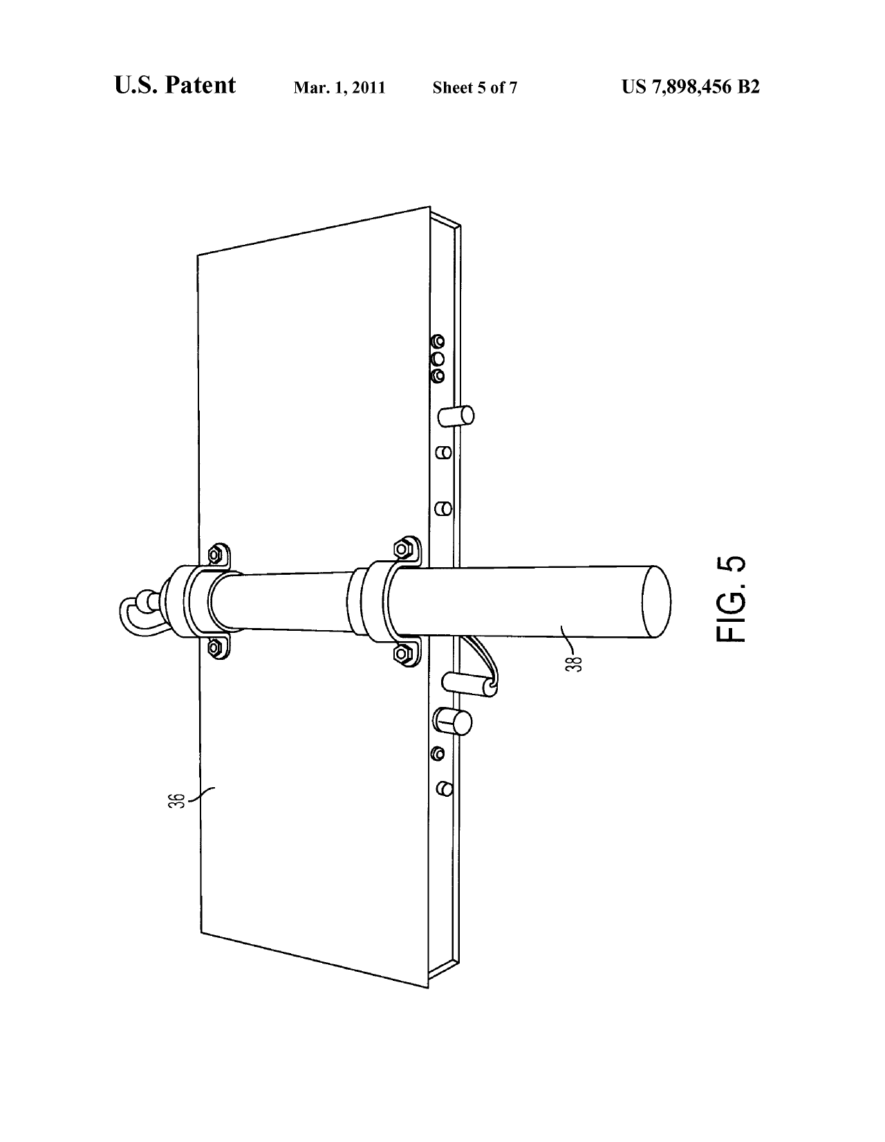 Figure 5 of US patent 7,898,456 showing the flat case and rear handle